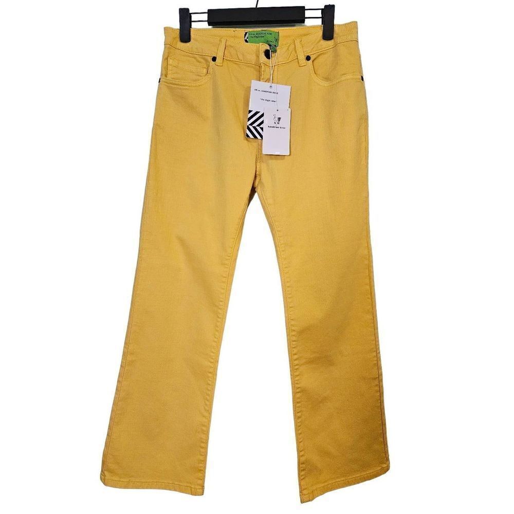 SR vs Sandrine Rose Free People yellow straight leg jeans.  Size 28.